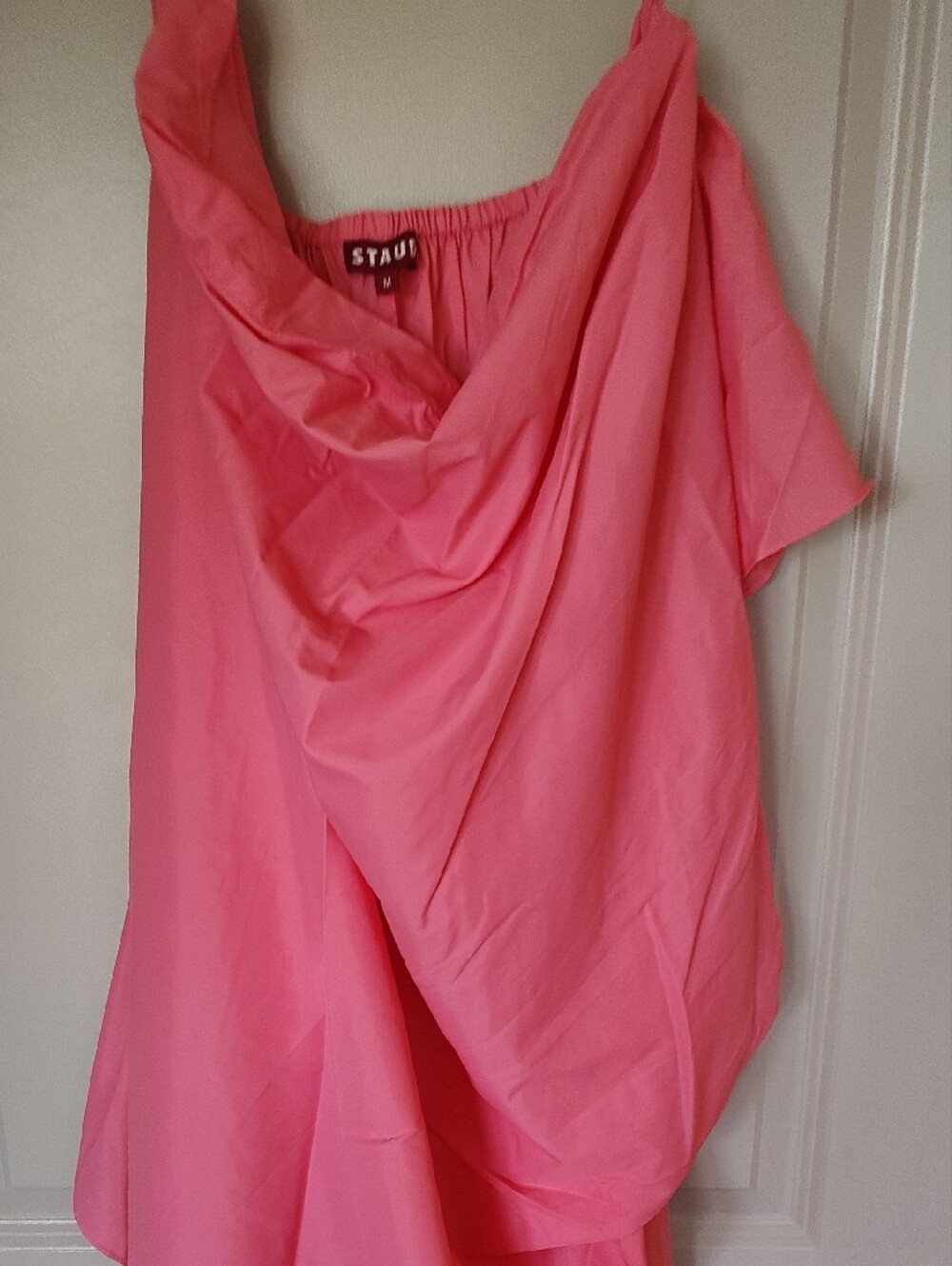 STAUD Coral-Pink Cowl Neck Satin Dress ABSOLUTELY BEAUTIFUL - Picture 7 of 14